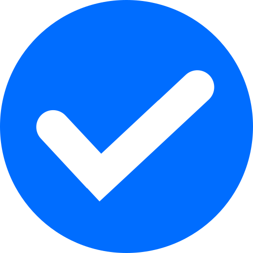 Blue checkmark icon representing verification and trust in the context of Blueprints & Beginnings podcast and resource hub for career and business success.
